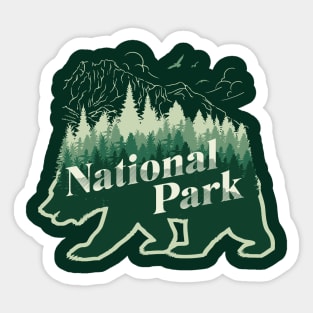 Phrase national park with bear and mountains Sticker